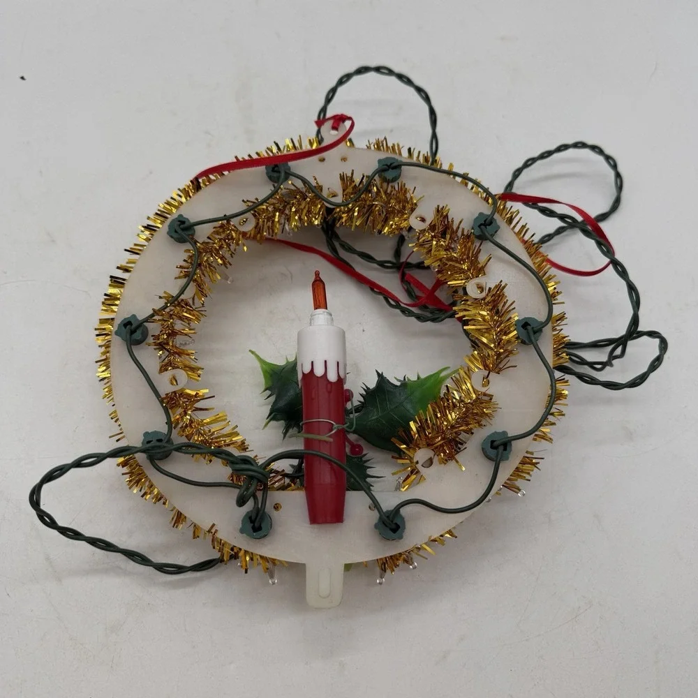 Vintage 11 Lighted Tree Topper Wreath Candle Holly Table Decor The Trimmery - #3